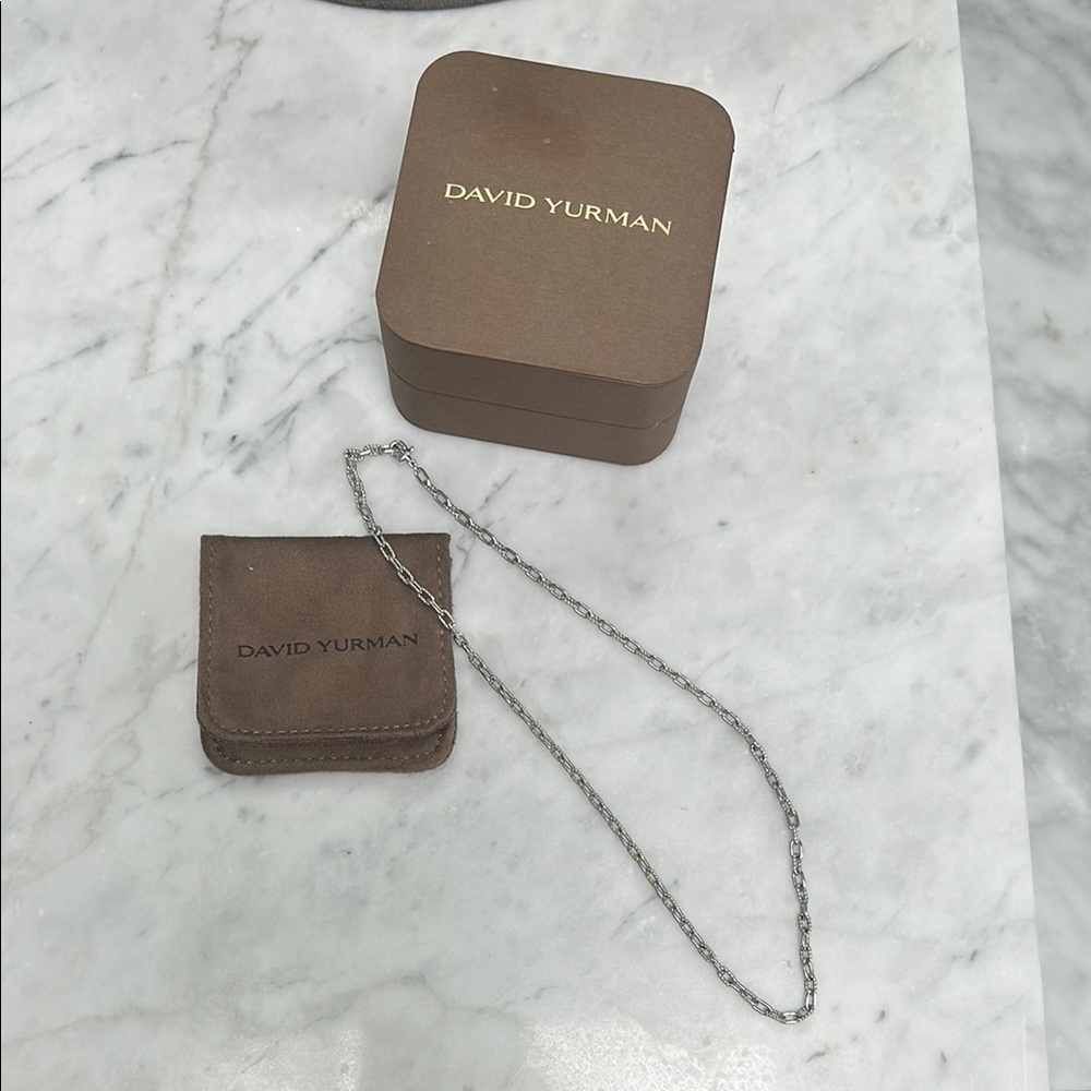 David Yurman Silver Chain with Brown Packaging